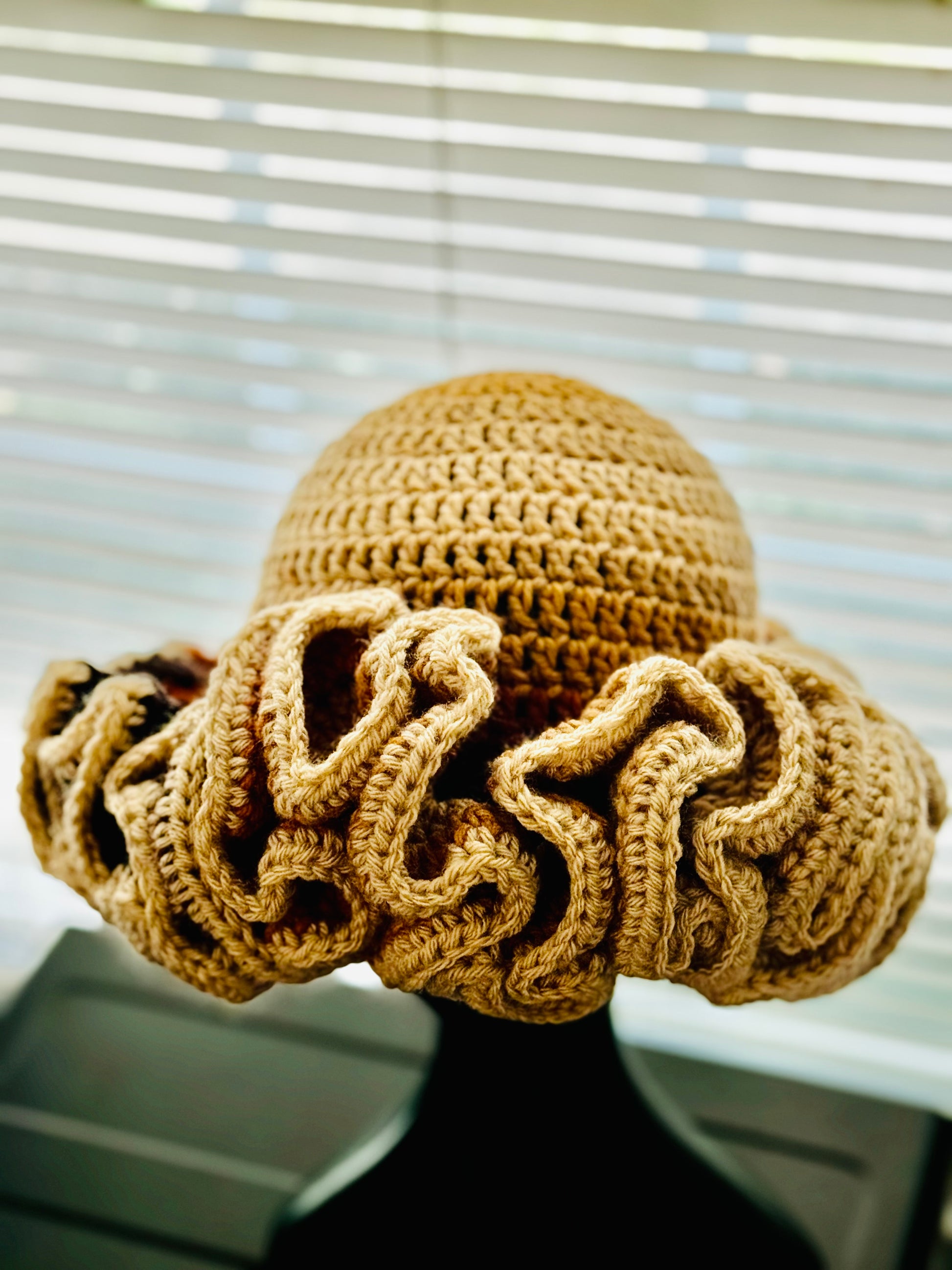 Rosette Ruffled Bucket Hat - Crochet Bucket Hat, Crochet Hat, Ruffle Hat, Bucket Hat, Crochet Bucket Hat, Fluffy Crochet Bucket Hat, Mother’s Day Gift