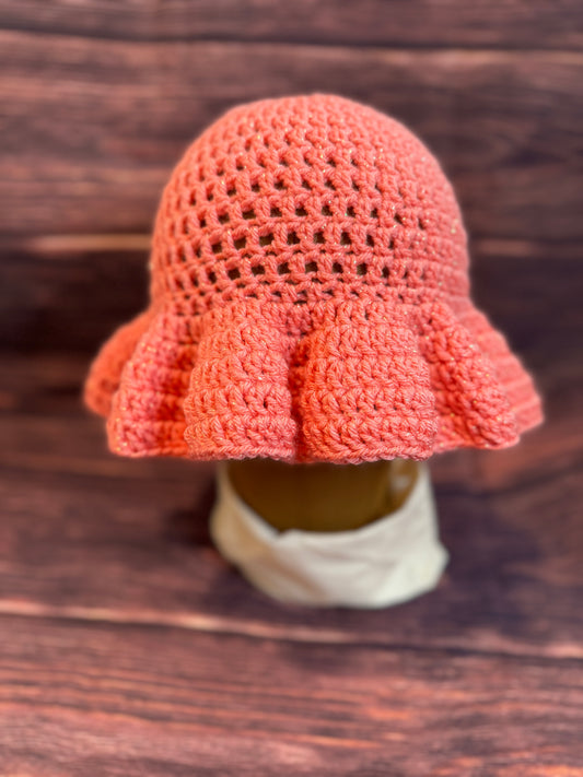 Everyday Crochet Ruffle Bucket Hat | Crochet Headwear | Crochet Beanie | Handmade Attire | Handmade Accessories